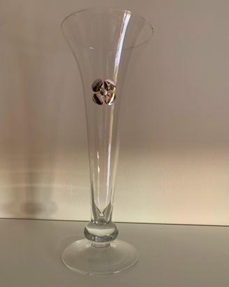 Vaso cristallo soffiato decorazione argentata 50cm