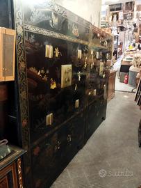 COPPIA MOBILI CINA LACCATI INTARSIATI