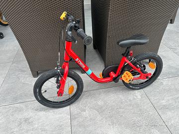 BTWIN Bici bambino 2 in 1 rossa 14 pollici
