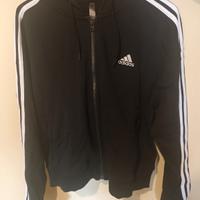 Felpa Adidas nera con zip e cappuccio