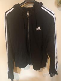 Felpa Adidas nera con zip e cappuccio