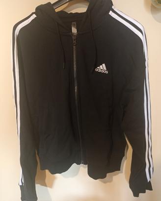 Felpa Adidas nera con zip e cappuccio