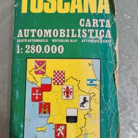 carta automobilistica toscana vintage