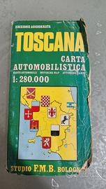 carta automobilistica toscana vintage