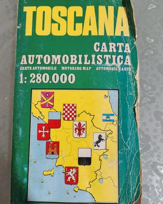 carta automobilistica toscana vintage