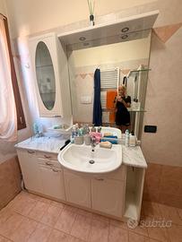 Mobile bagno con lavabo, piano in marmo + specchio