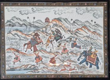 Grande Quadro Indiano Dipinto a Mano su Tela 