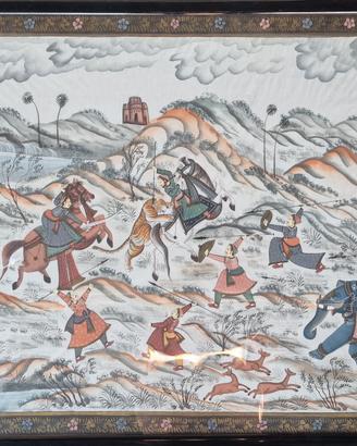 Grande Quadro Indiano Dipinto a Mano su Tela 
