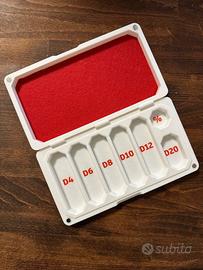 Scatola dadi DnD bianco/rosso