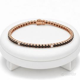 Bracciale tennis Unisex Oro Diamanti neri  bianchi