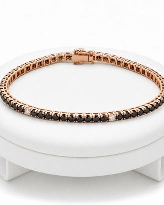 Bracciale tennis Unisex Oro Diamanti neri  bianchi