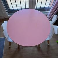 Tavolino per bambini con 2 sedie in legno di pino