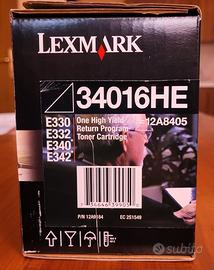Toner ORIGINALE LEXMARK 34016HE -NUOVO-