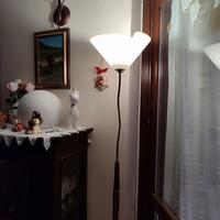 Lampada da terra Piantana Vintage, Ottone e legno.