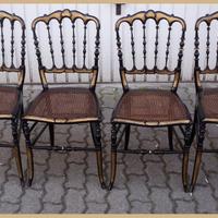 Sedie depoca nere con profili dorati