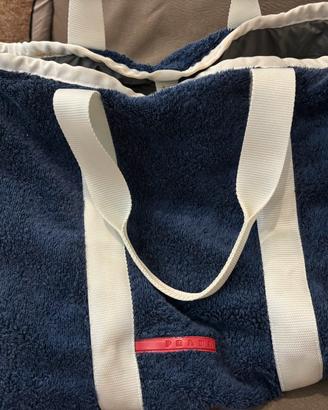 Borsa Prada Tote in spugna blu e bianca
