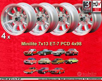 4 pz. cerchi Fiat Minilite 7x13 ET-7 124 Berlina C