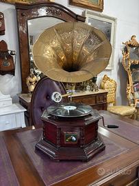 Grammofono ottagonale tromba oro