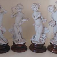 4 Statuette porcellana biscuit Vintage  Le 4 Stagi