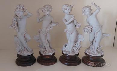 4 Statuette porcellana biscuit Vintage  Le 4 Stagi