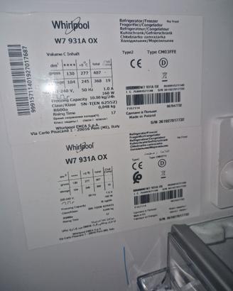 Frigorifero Whirlpool W7 931A OX