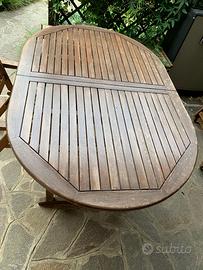 Robusto tavolo da giardino in legno con 6 sedie