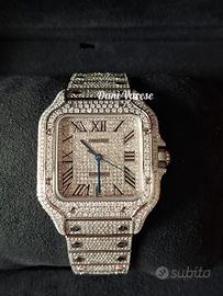 Cartier Santos Large Iced Out Full Set PELLICOLA
