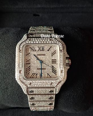 Cartier Santos Large Iced Out Full Set PELLICOLA
