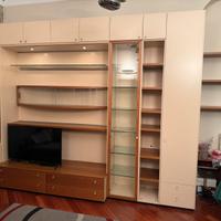 Mobile soggiorno GIELLESSE laccato salmone e noce.