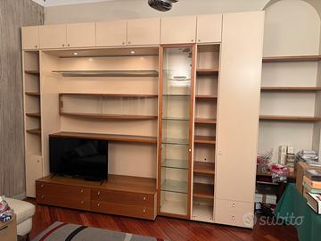 Mobile soggiorno GIELLESSE laccato salmone e noce.