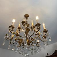 Lampadario in ottone e cristallo