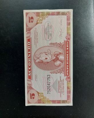 Banconota 5 paperdollari - ACCORNERO DISNEY (1988)