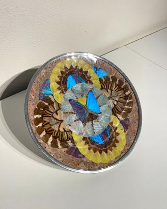 Piatto art decó con ali di farfalla vere