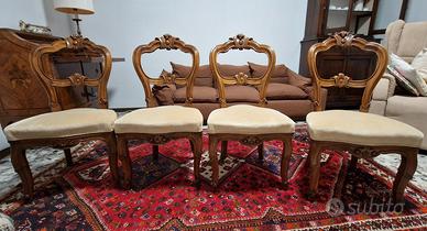 Gruppo 4 sedie antiche Luigi Filippo