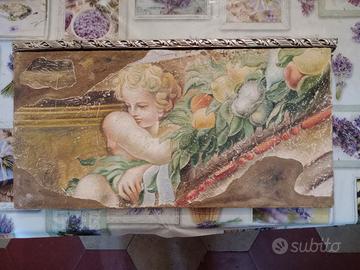Affresco con cornice argentata