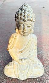 Statua Buddha Cemento Grigio / Oro Meditazione