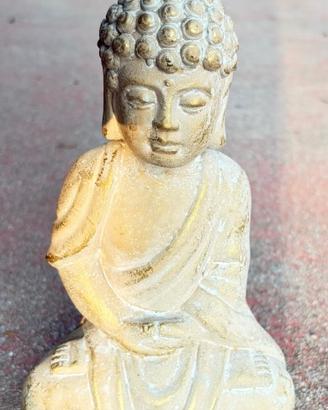 Statua Buddha Cemento Grigio / Oro Meditazione