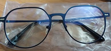 Lenti unisex blu con clip calamita +3 lenti colori