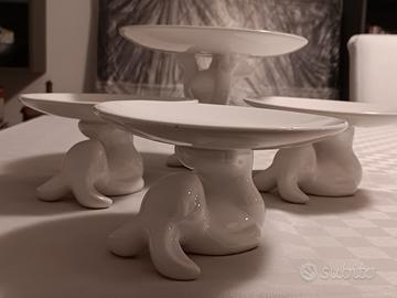 4 alzatine in ceramica