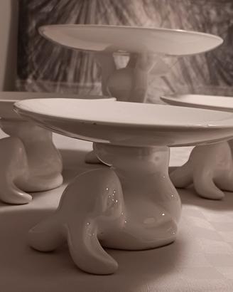 4 alzatine in ceramica