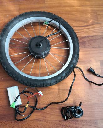 Cerchione bici 16 con motore elettrica 24 volt