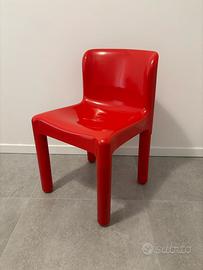 4 sedie in plastica rossa Carlo Bartoli x Kartell