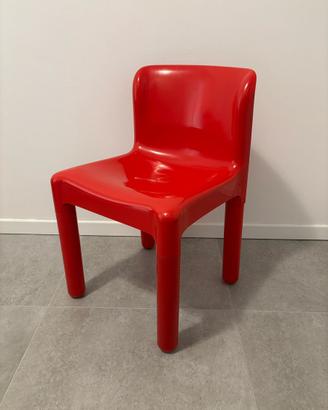 4 sedie in plastica rossa Carlo Bartoli x Kartell