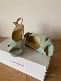 Sandalo donna scamosciato verde acqua n.38