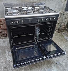 Cucina GAS SMEG Inox 5 Fuochi e 2 Forni 90cm Prof