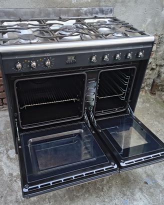 Cucina GAS SMEG Inox 5 Fuochi e 2 Forni 90cm Prof