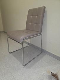 6 eleganti sedie in pelle tortora