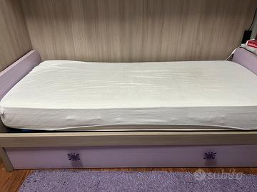 letto singolo con secondo letto estraibile