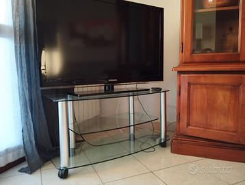 Tavolino Porta TV / Audio in Vetro e Metallo