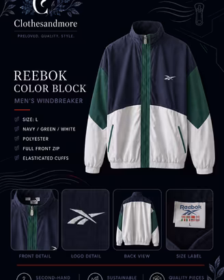 Giacca Reebok uomo L windbreaker color block